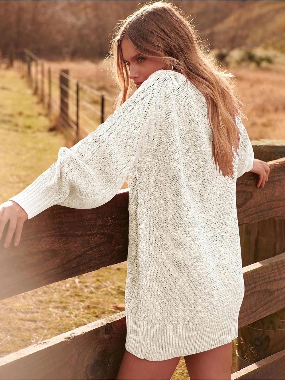 NWT Cable Knit Mini Dress in Cream - Picture 2 of 8